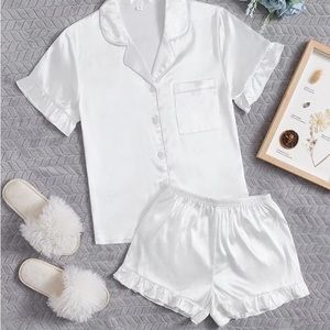 White Satin Pajama Set
